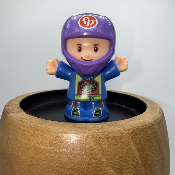 Fisher-Price Other - Fisher Price Little People RACE CAR DRIVER in PURPLE HELMET Racing Boy